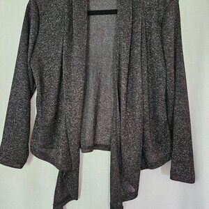 Alex Marie Black Metallic Evening‎ Draped Cardigan Size Large